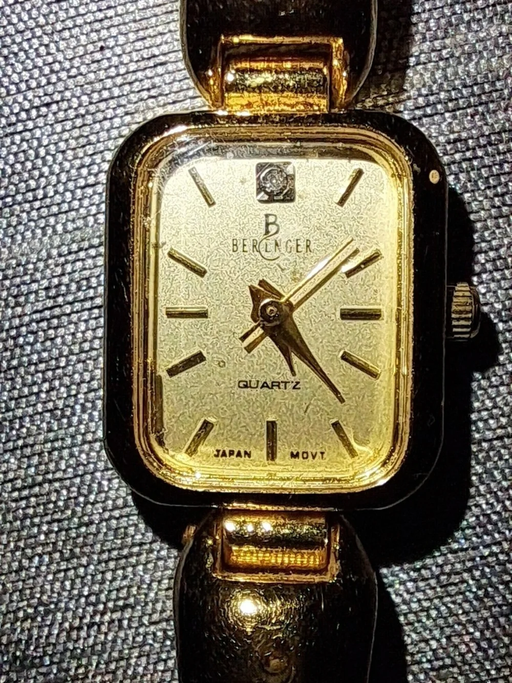 *Vintage* Beringer Ladies' Gold Tone/ Crystal Encrusted Bracelet Watch